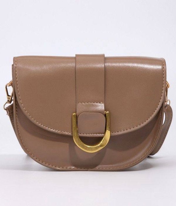 жіноча сумка Seul Beige бежева кросбоді з золотою застібкою